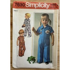 VTG Simplicity Pattern 7630 Toddlers' Jumpsuit Size 2 UNCUT FF